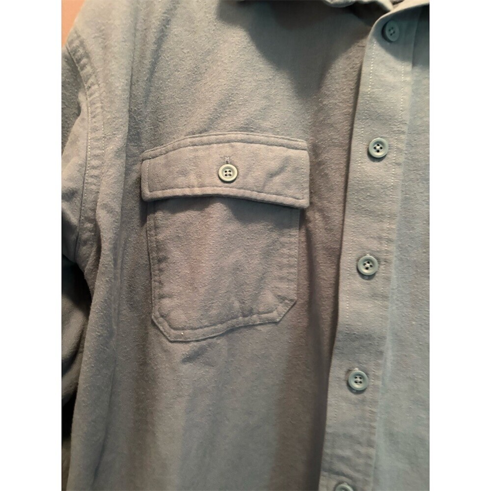 L.L.Bean Chamois Cloth Shirt Mens 2XLT Blue Solid Flannel Fisherman Coastal - Picture 3 of 7